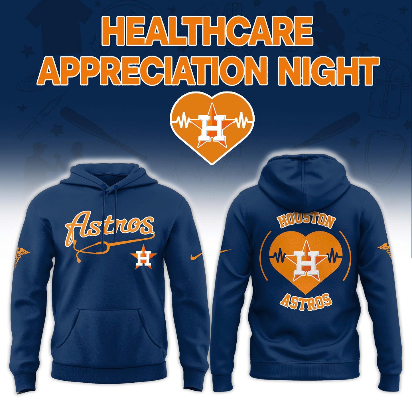 2026 Houston Astros Healthcare Appreciation Night Limited Edition Hoodie Jogger And Cap Blue Outfit