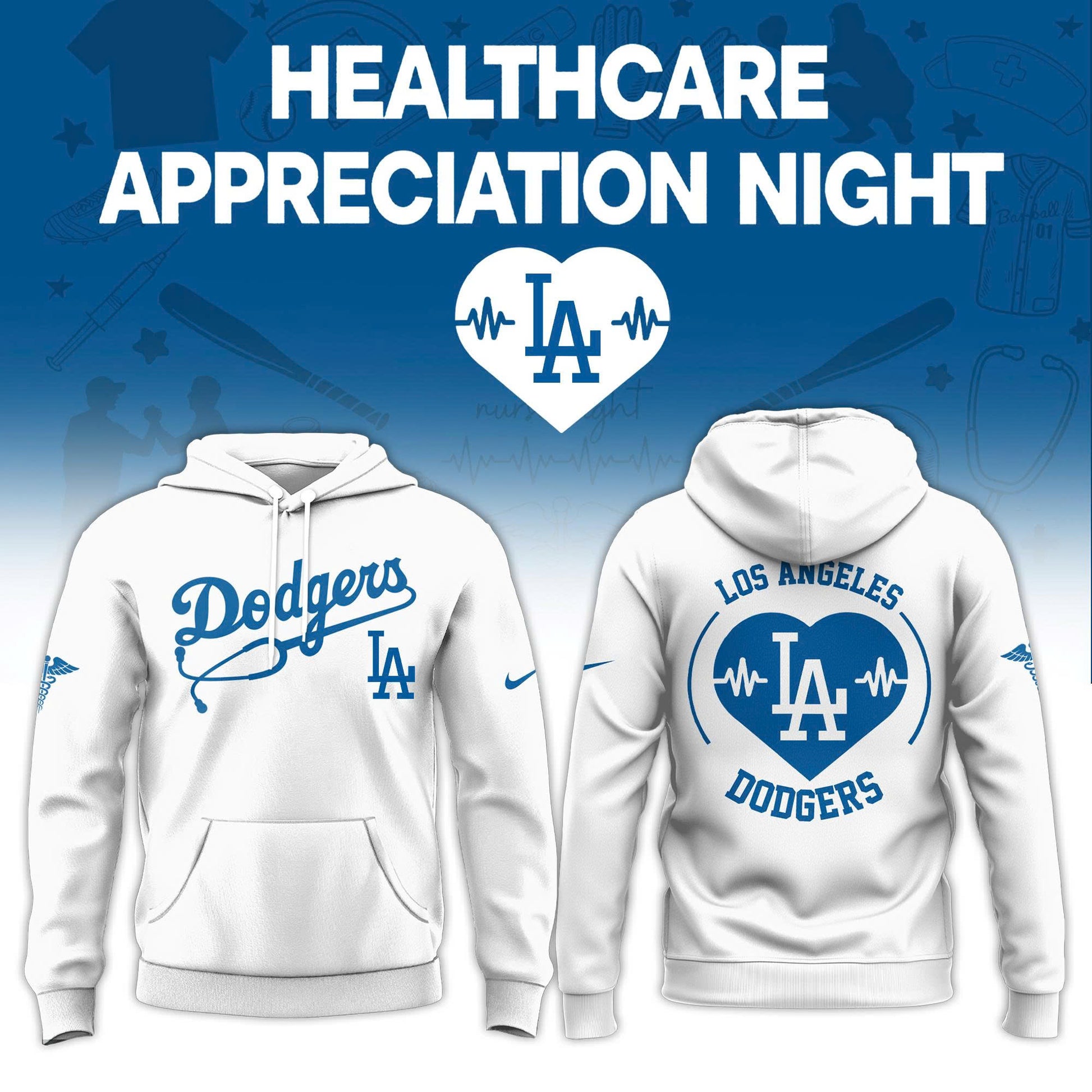 2026 Los Angeles Dodgers Healthcare Appreciation Night Limited Edition Hoodie Jogger And Cap Outfit White