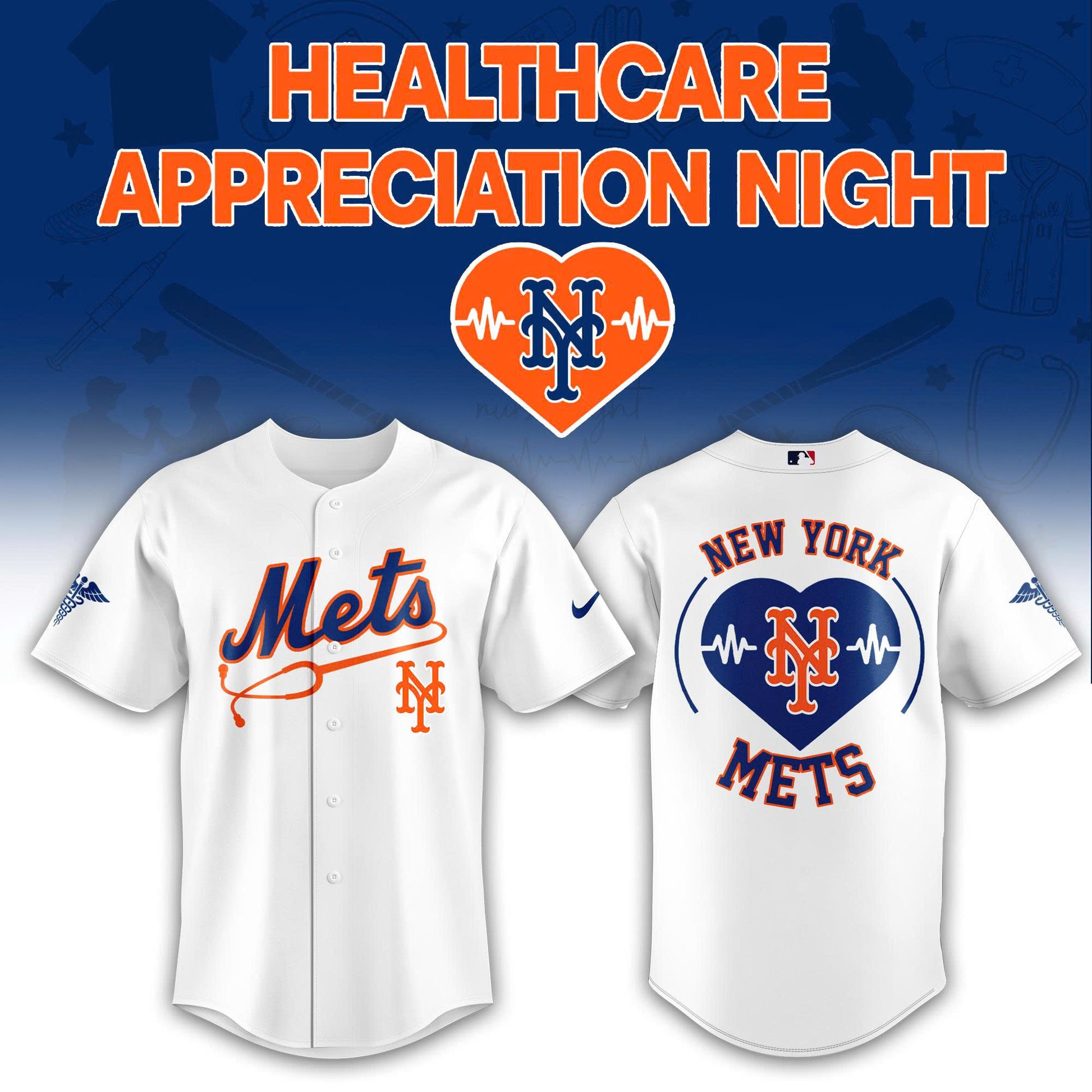 2026 New York Mets Healthcare Appreciation Night Limited Edition Jersey Jogger And Cap Outfit White