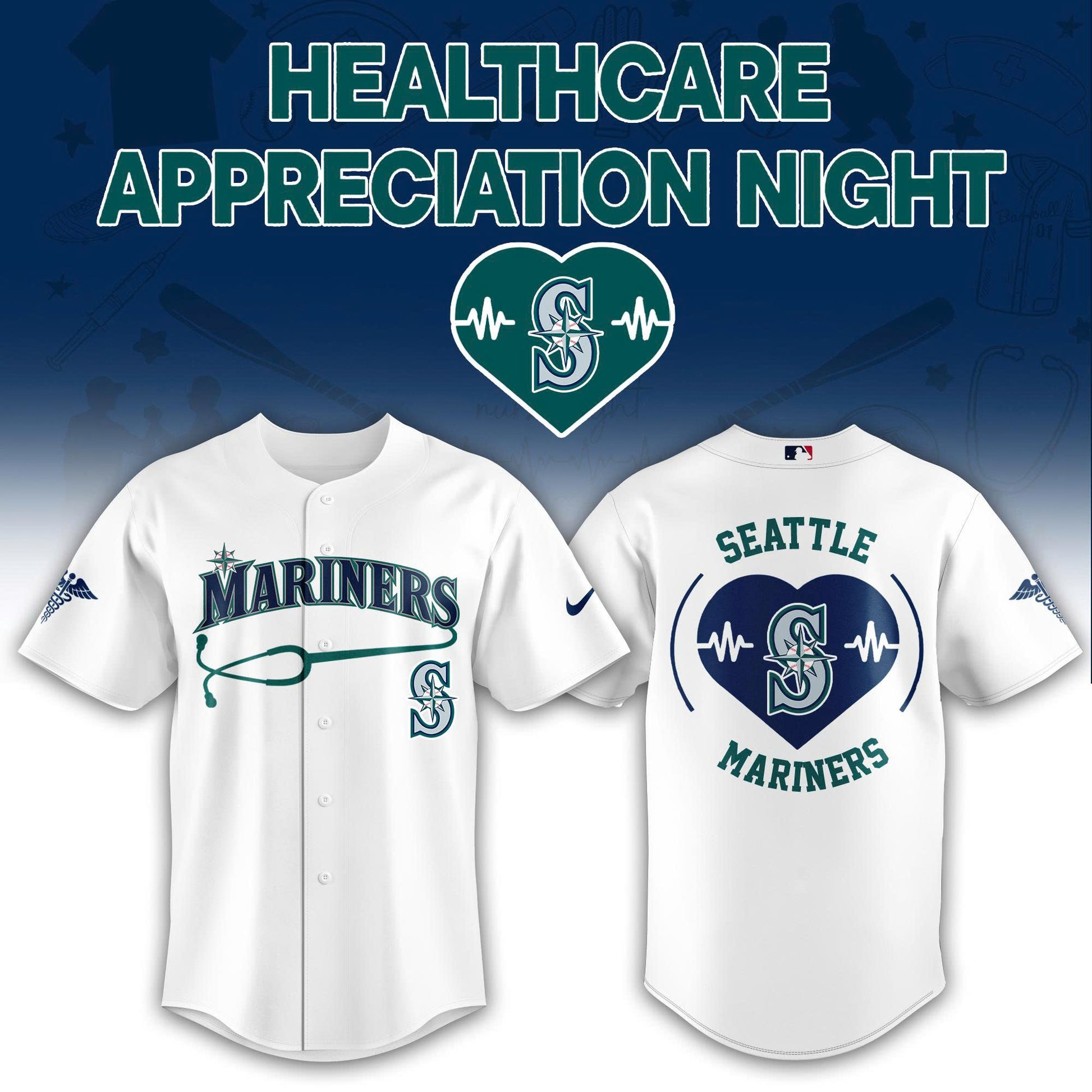 2026 Seattle Mariners Healthcare Appreciation Night Limited Edition Jersey Jogger And Cap Outfit White