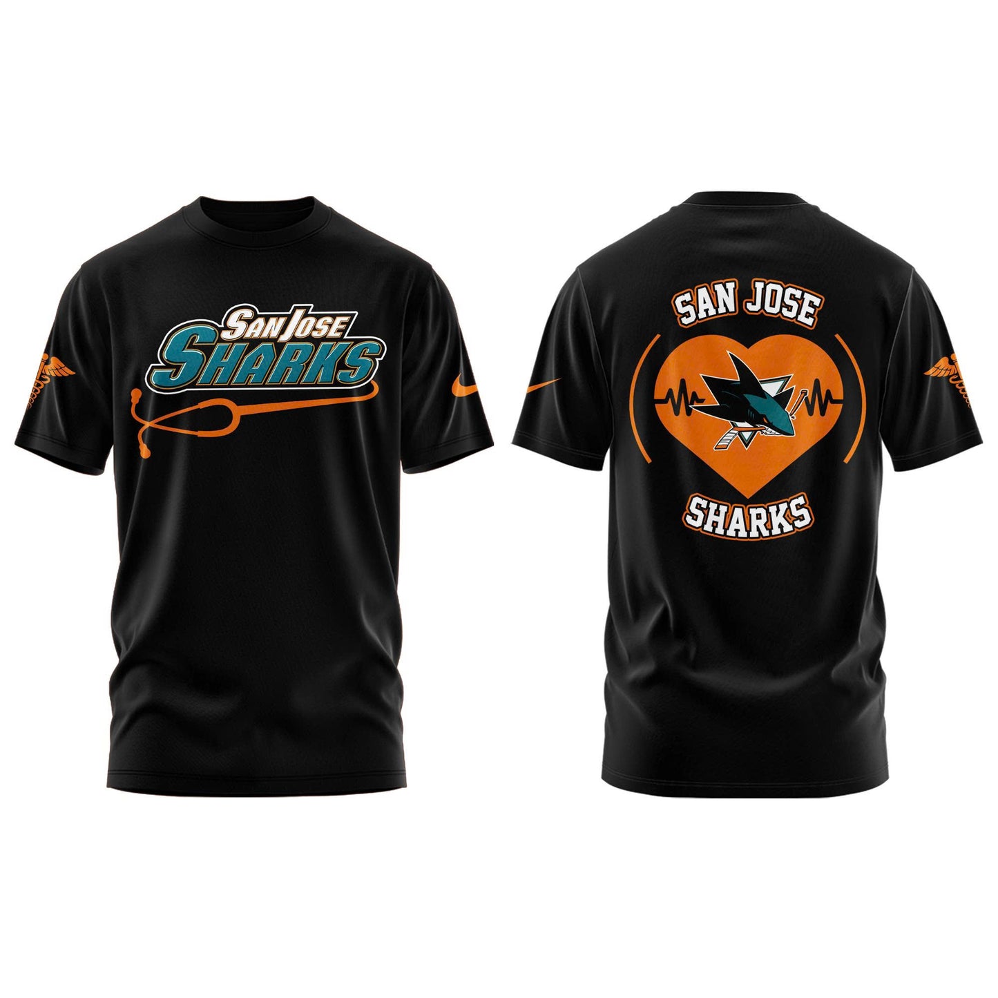 2026 San Jose Sharks Healthcare Appreciation Night Limited Edition T-Shirt, Jogger And Cap Outfit Black