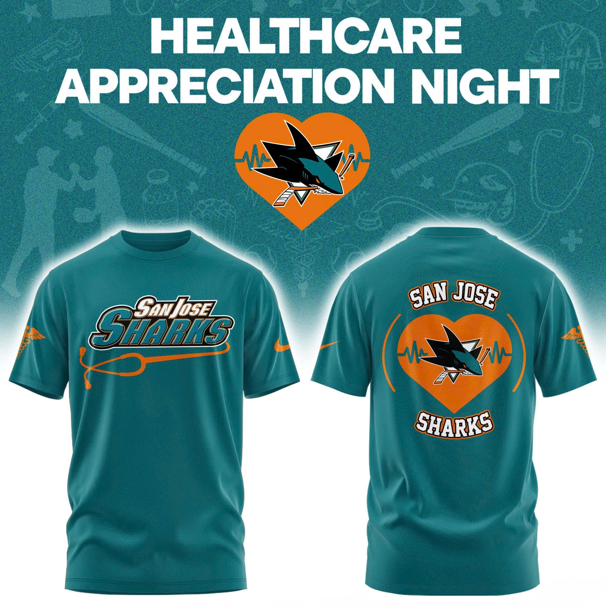 2026 San Jose Sharks Healthcare Appreciation Night Limited Edition T-Shirt, Jogger And Cap Outfit