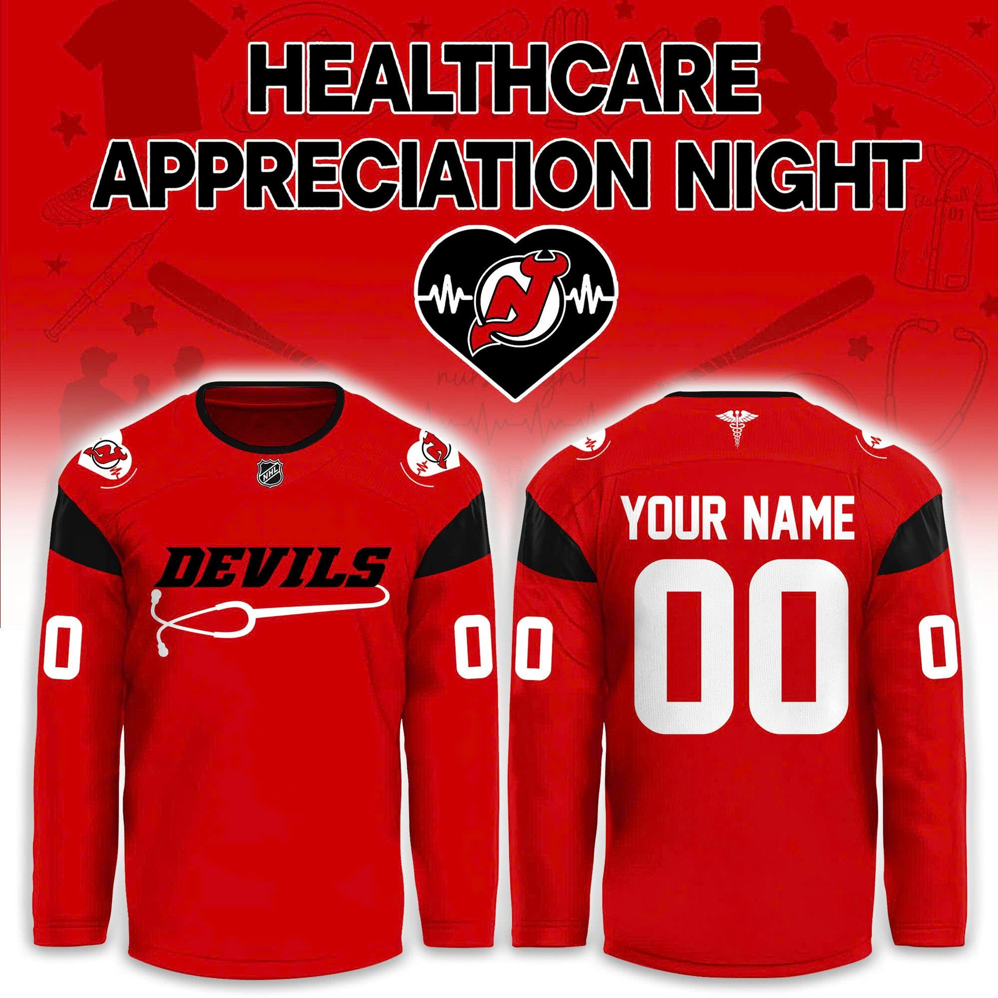 2026 New Jersey Devils Healthcare Appreciation Night Hockey Limited Edition Jersey, Jogger and Cap Outfit
