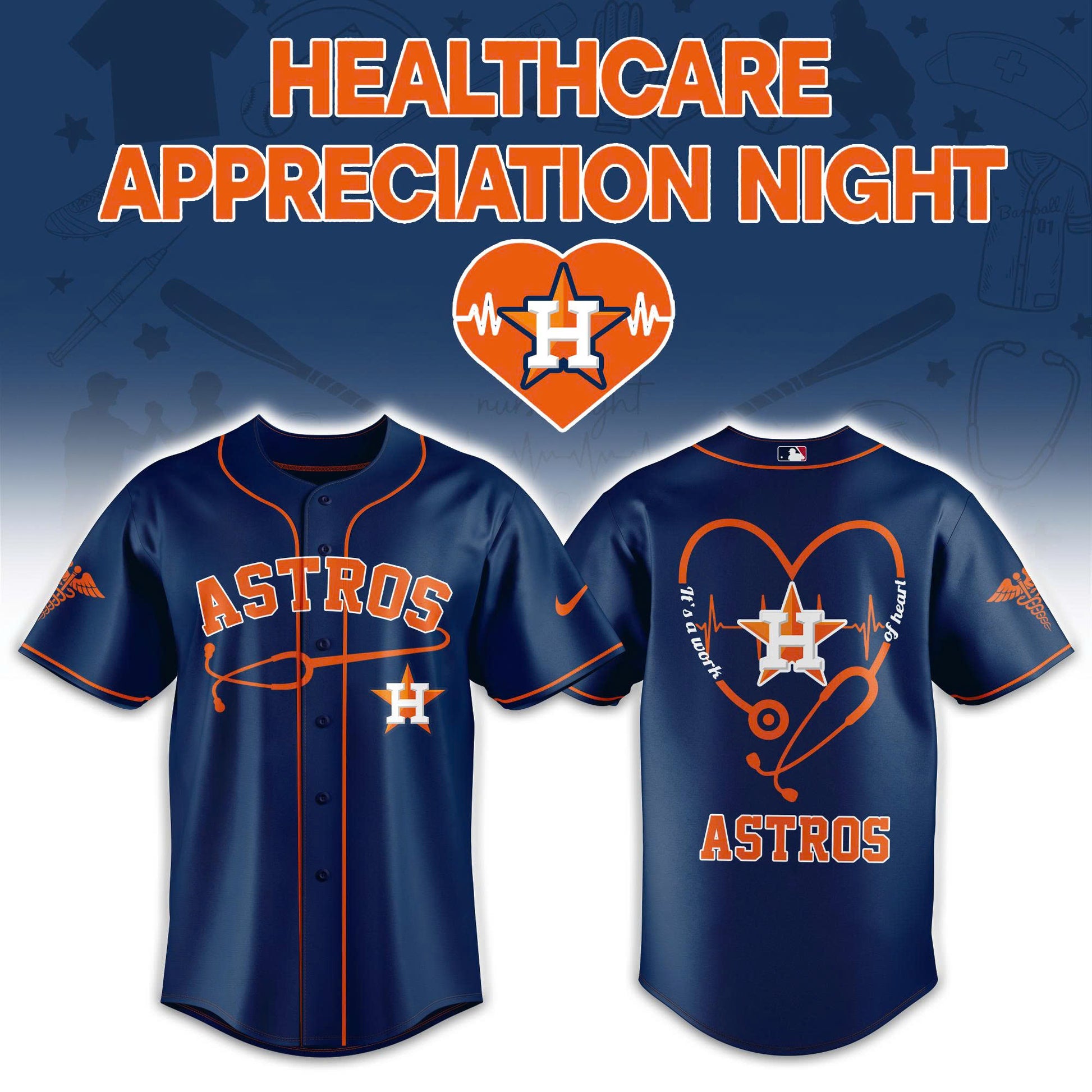 2026 Houston Astros Healthcare Appreciation Night Limited Edition Jersey Jogger And Cap Outfit Blue