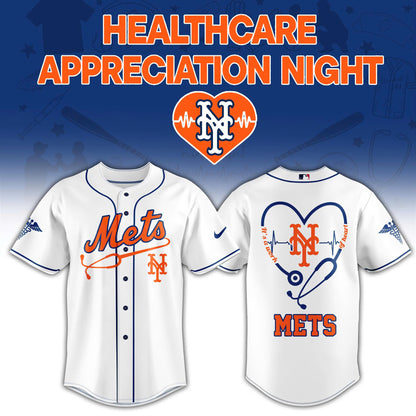 2026 New York Mets Healthcare Appreciation Night Limited Edition Jersey Jogger And Cap White Outfit