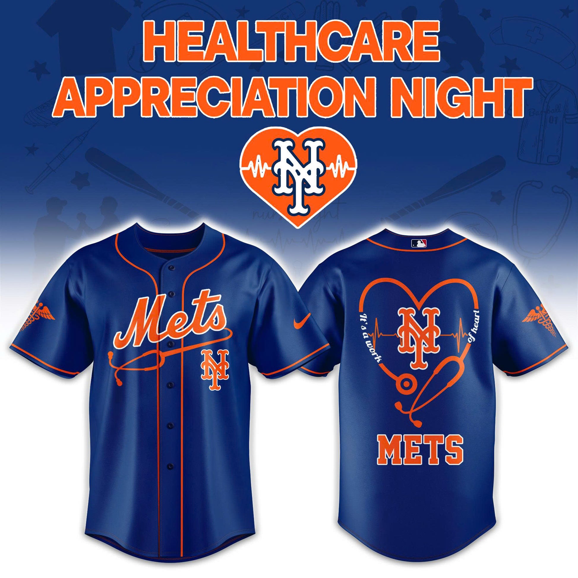 2026 New York Mets Healthcare Appreciation Night Limited Edition Jersey Jogger And Cap Outfit Royal Blue