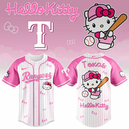 Texas Rangers Hello Kitty 2026 Jersey Baseball White Pink