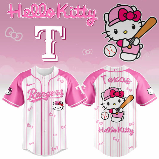 Texas Rangers Hello Kitty 2026 Jersey Baseball White Pink