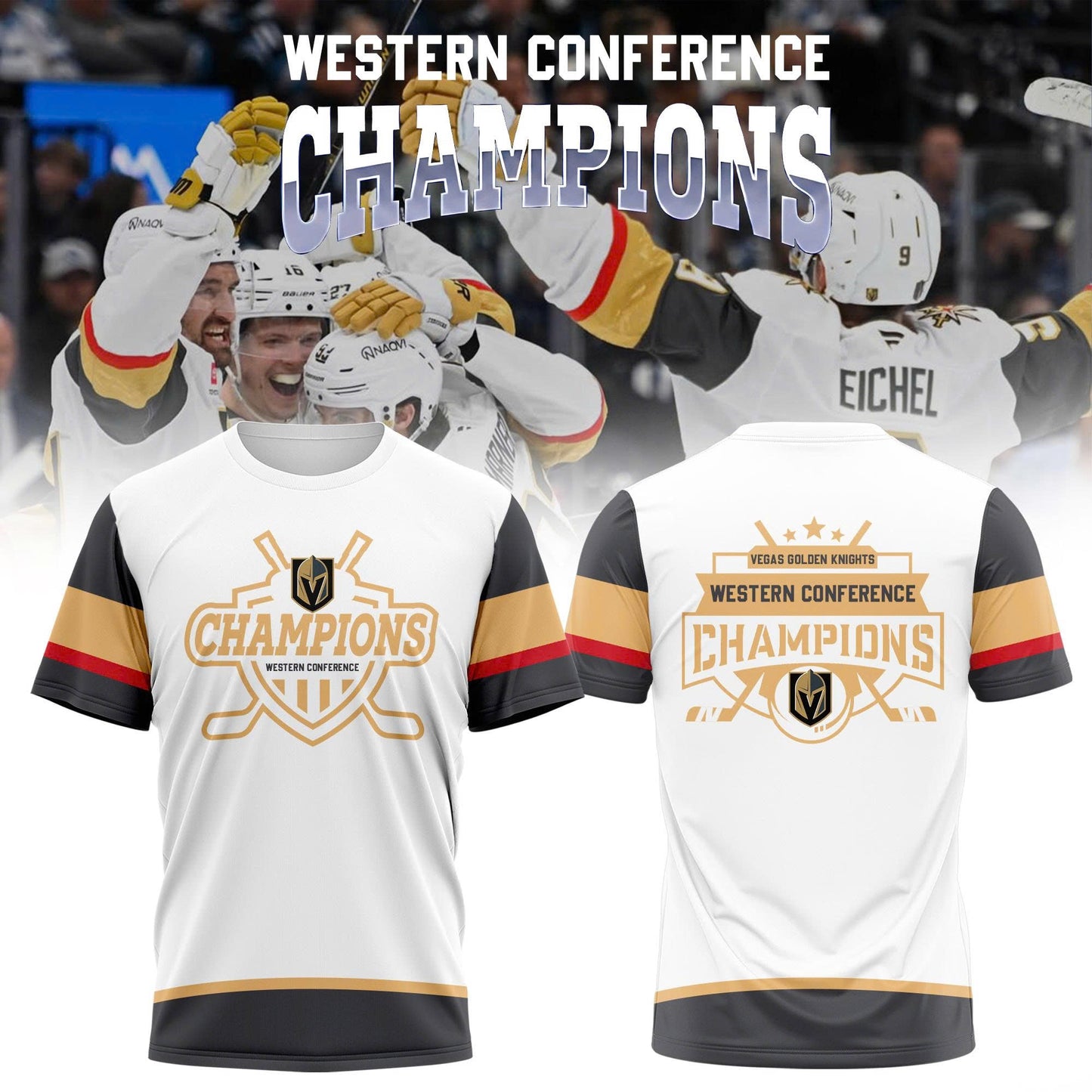 Vegas Golden Knights - Western Conference Champions 25–26 Hockey Tee | YS61