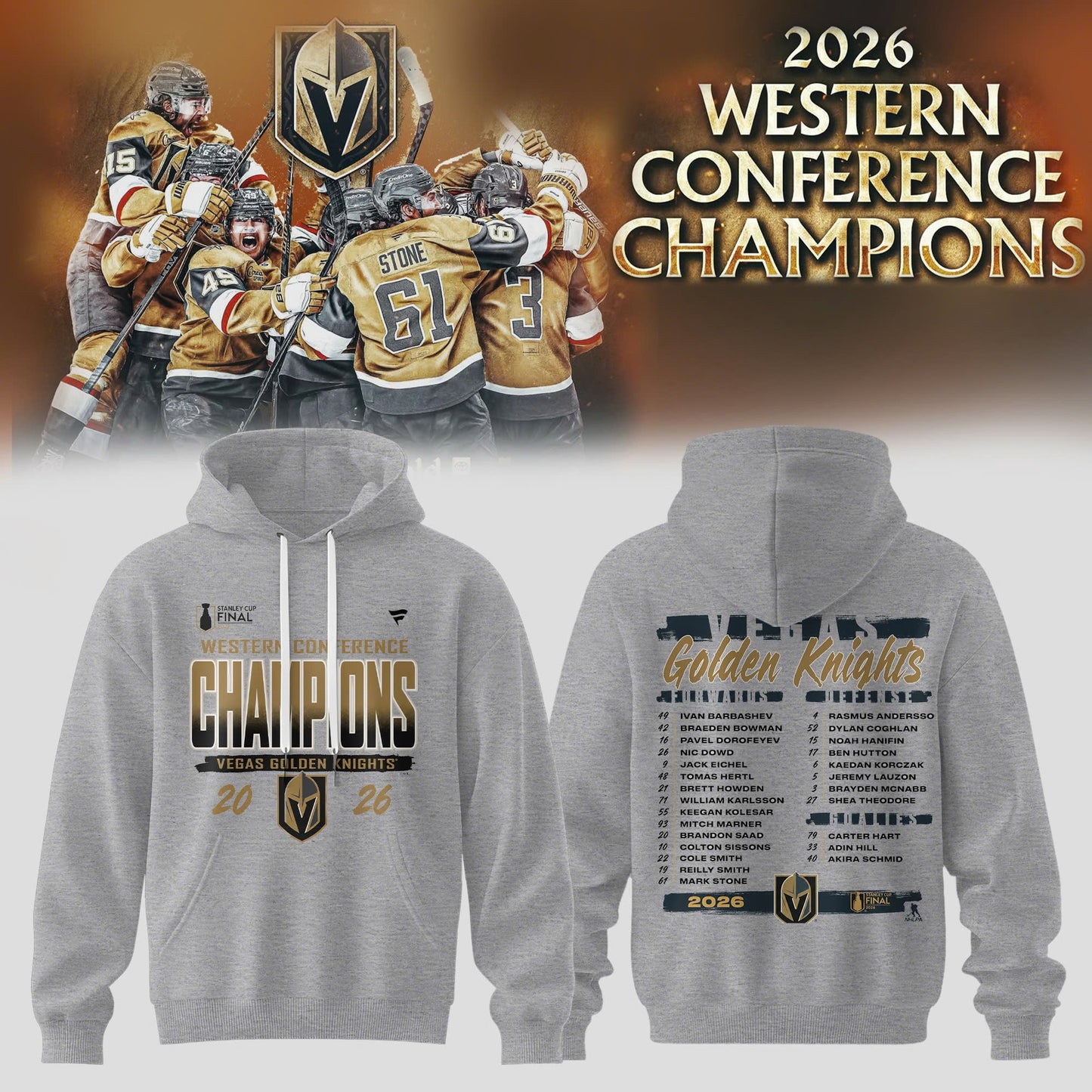 Vegas Golden Knights - Western Conference Champions 2026 Edition Hoodie | HI33