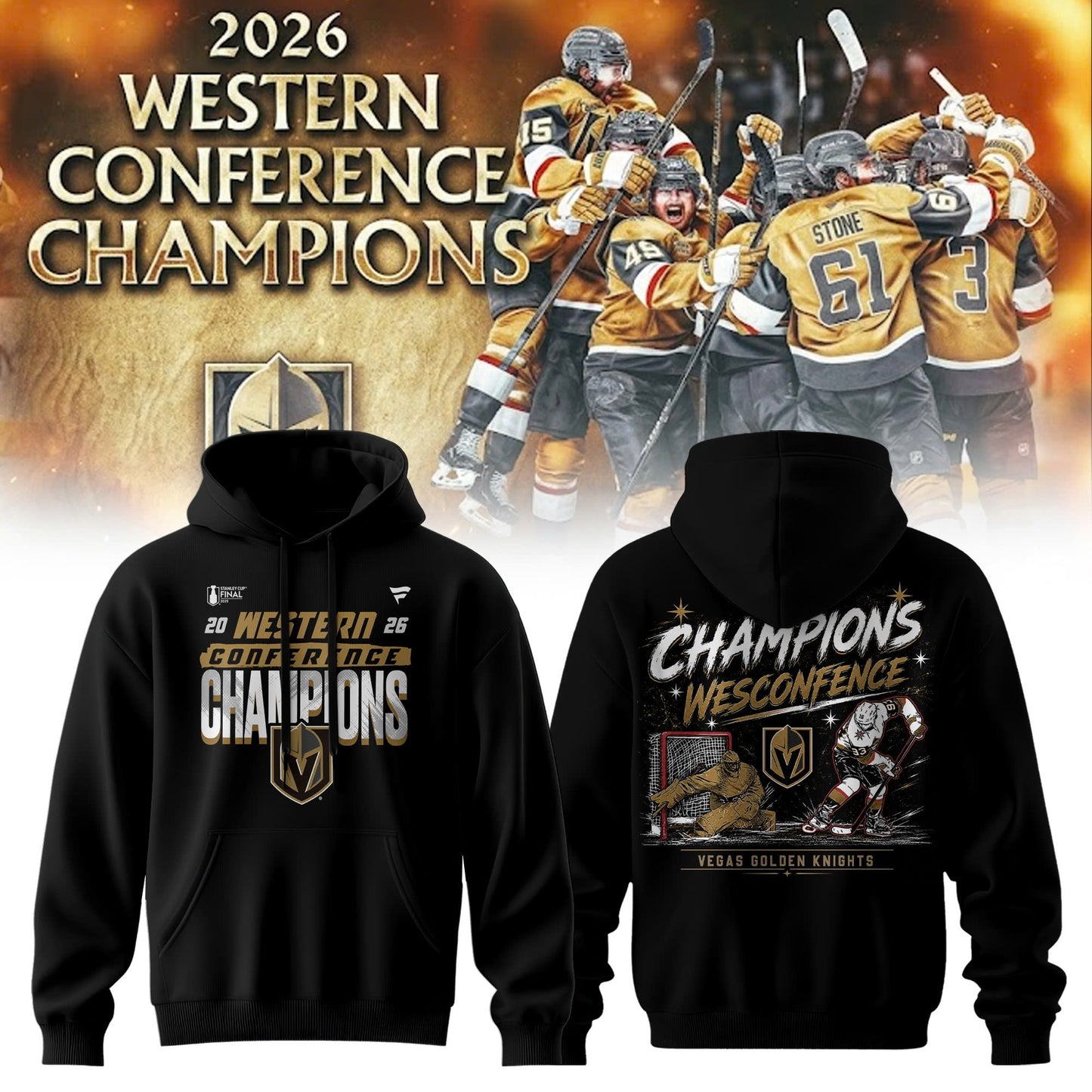 Vegas Golden Knights - Western Conference Champions 25–26 Hoodie | TZ49