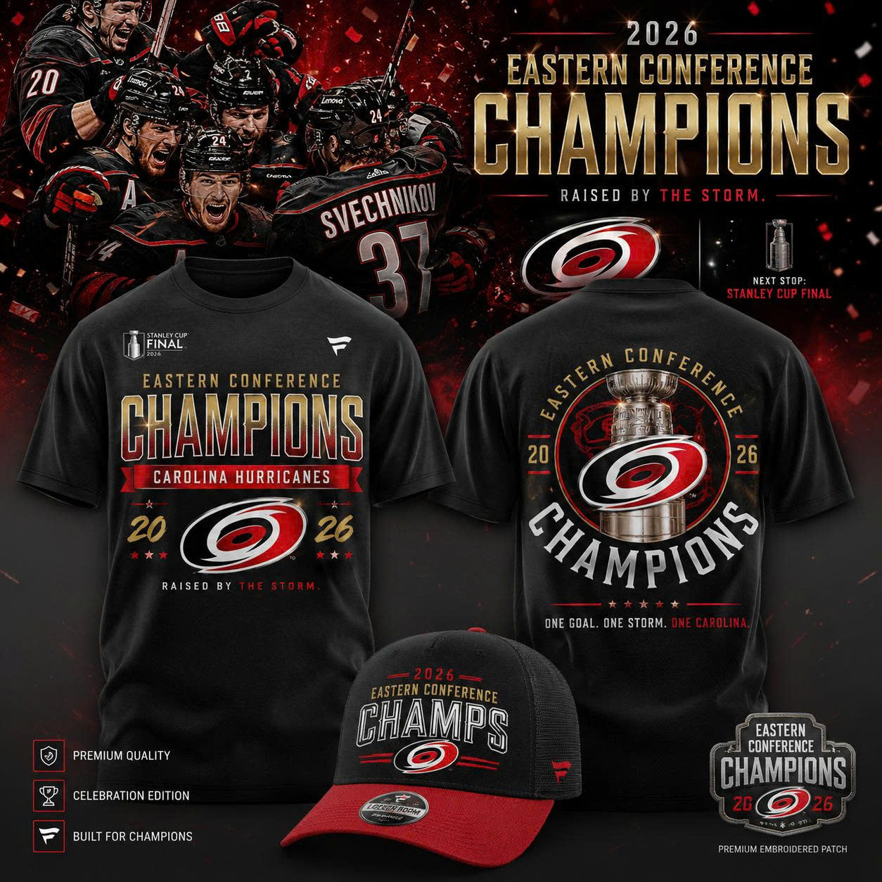 2026 Eastern Conference Champions Commemorative T-Shirt - Carolina Hurricanes Limited Edition