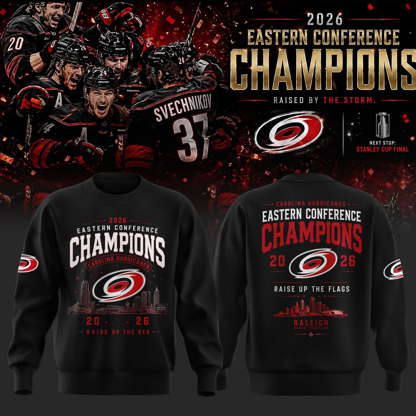2026 Eastern Conference Champions Victory Sweater - Carolina Hurricanes Celebration Edition