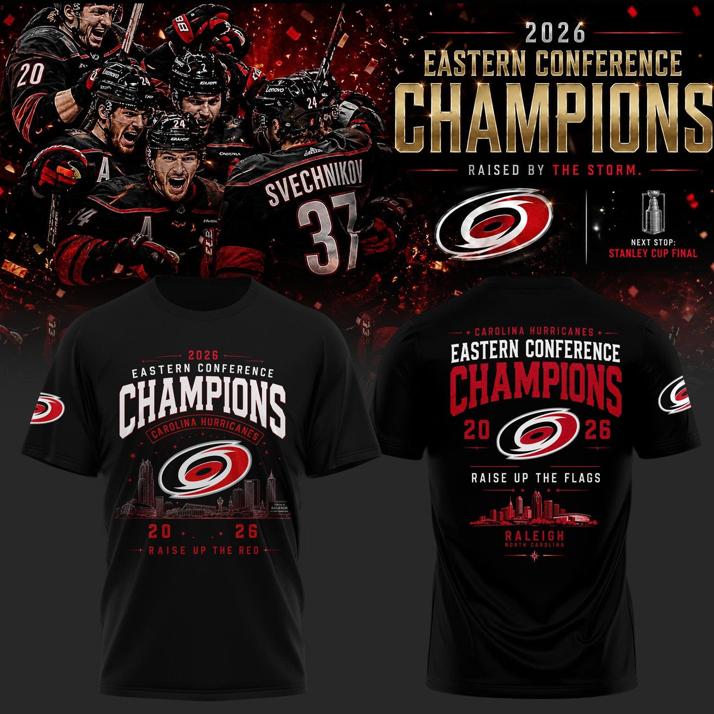2026 Eastern Conference Champions Victory T-Shirt - Carolina Hurricanes Championship Celebration
