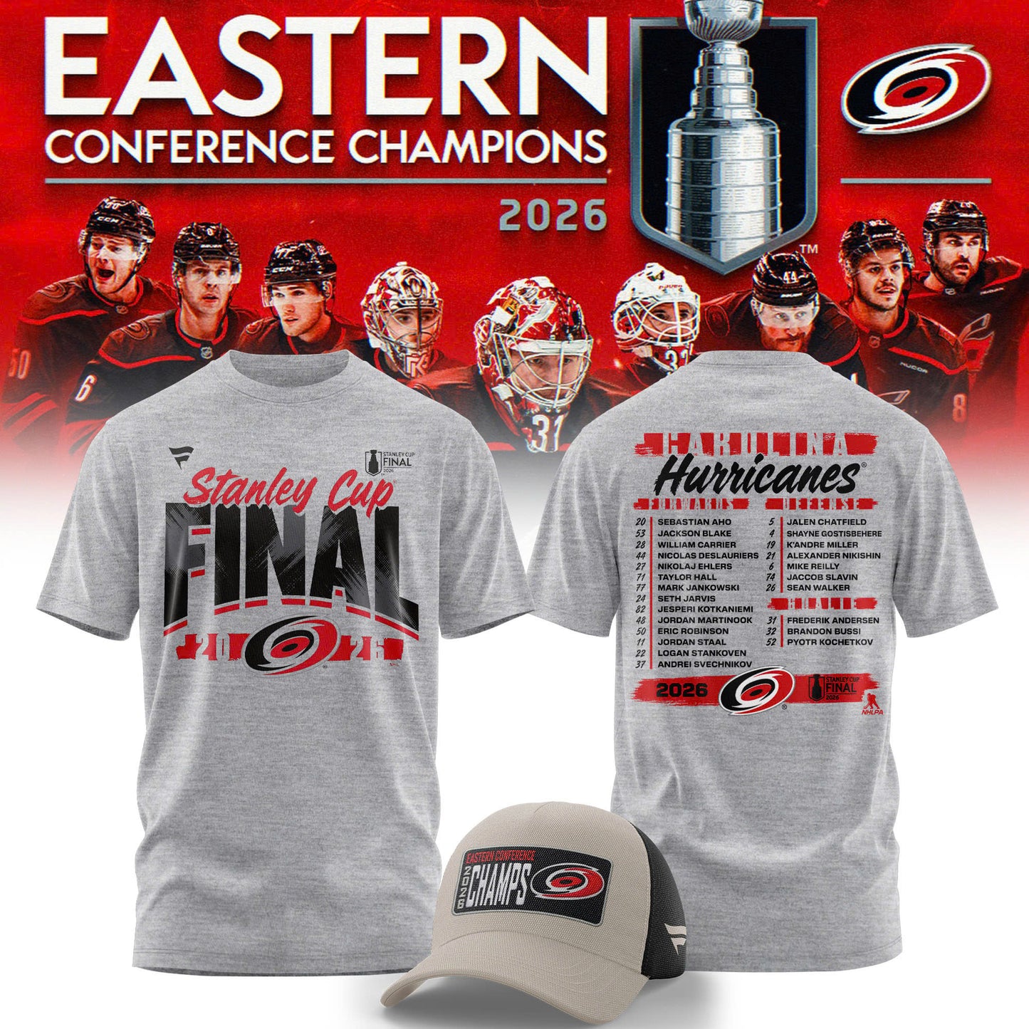 2026 Eastern Conference Champions Celebration T-Shirt - Carolina Hurricanes Souvenir Apparel