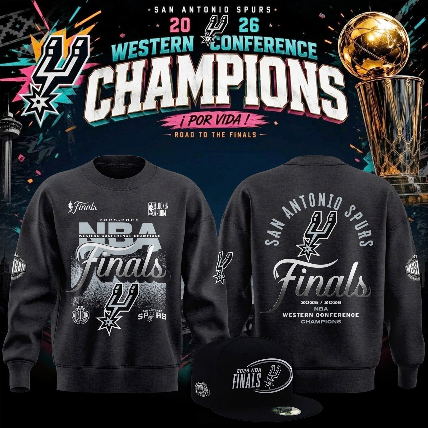 San Antonio Spurs - 2026 Western Conference Champions Sweater | XS11