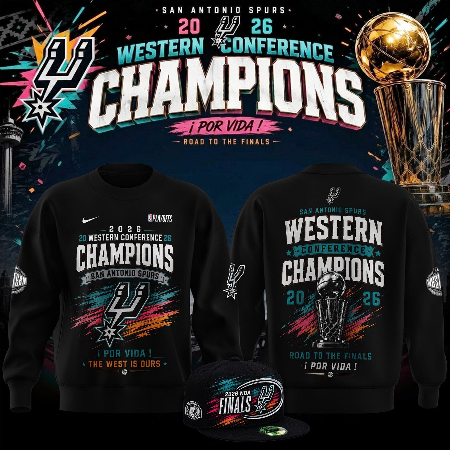 San Antonio Spurs - 2026 Western Conference Champions Sweater | YD42