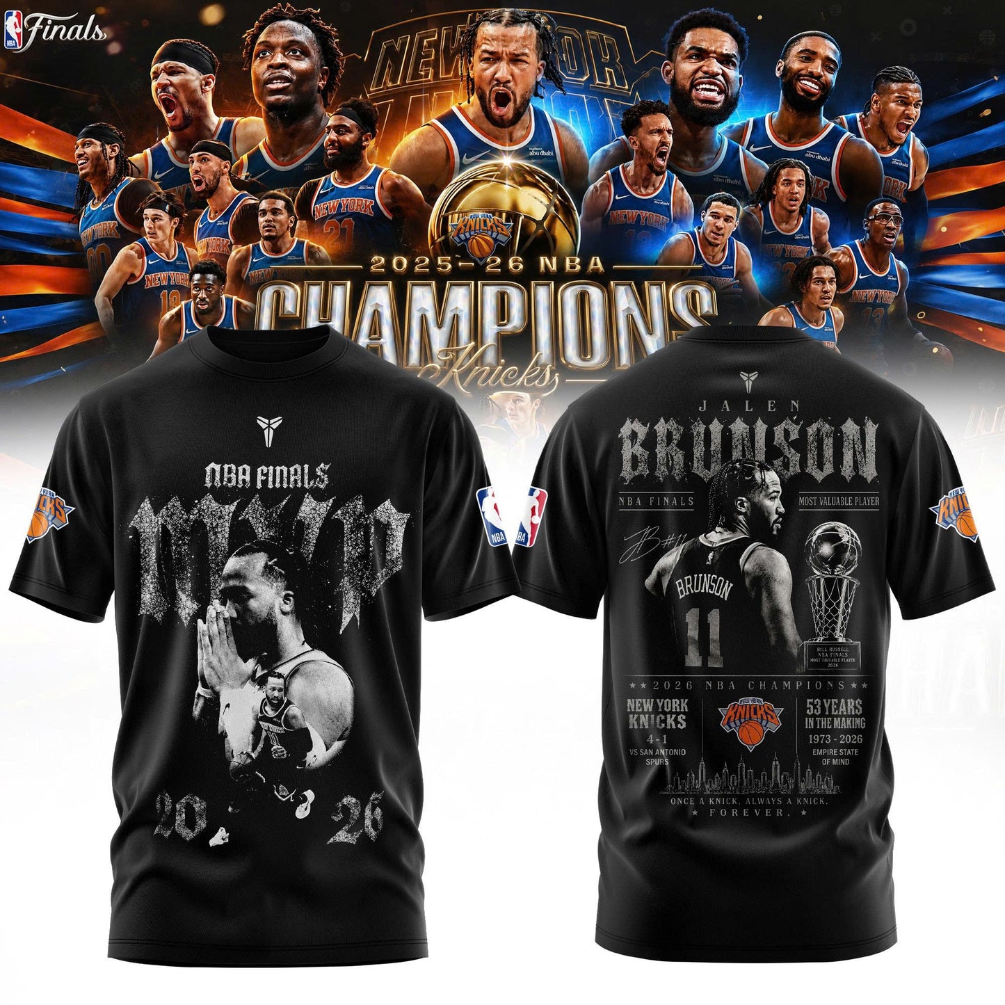 Jalen Brunson New York Knicks 2026 NBA Finals MVP T-Shirt | PG77